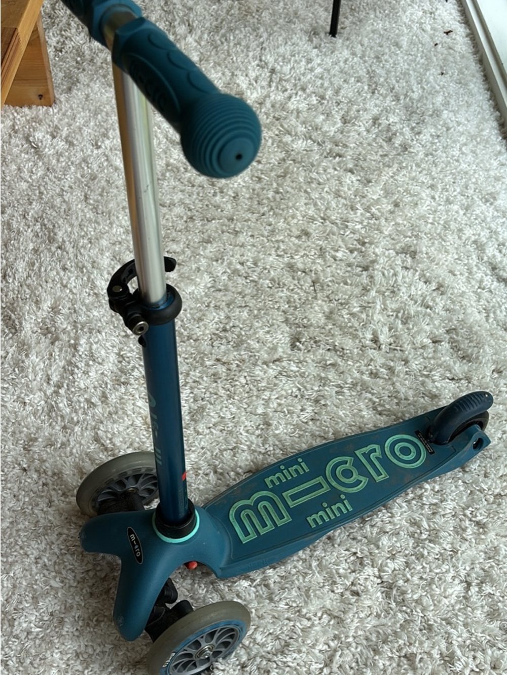 Micro Mini Kick Scooter in Teal Blue with Green Accents